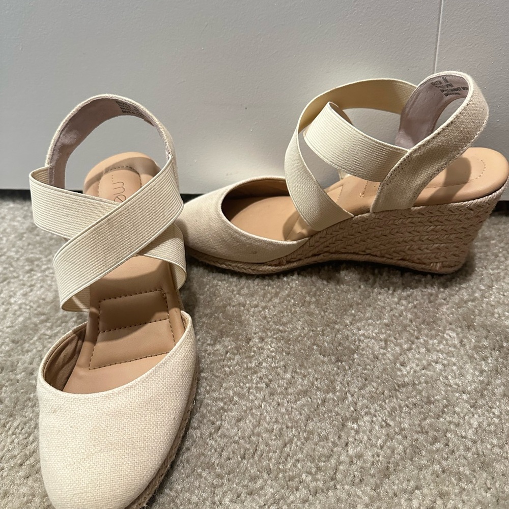 Women's Cream Wedge Sandals